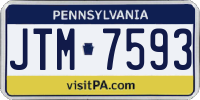 PA license plate JTM7593