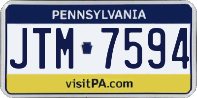 PA license plate JTM7594