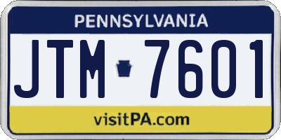 PA license plate JTM7601