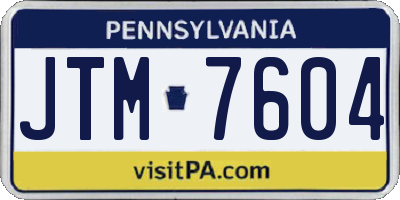 PA license plate JTM7604