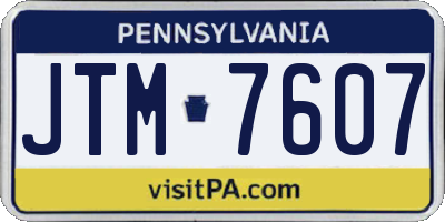 PA license plate JTM7607