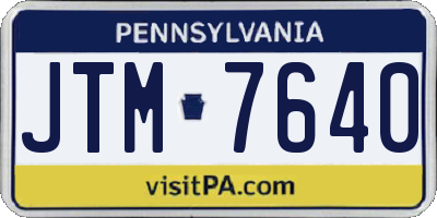 PA license plate JTM7640