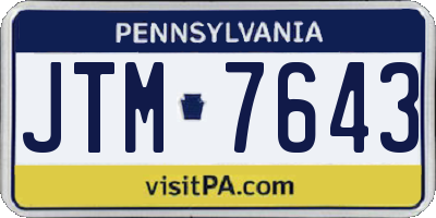 PA license plate JTM7643