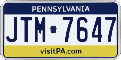 PA license plate JTM7647