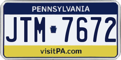 PA license plate JTM7672