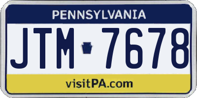 PA license plate JTM7678