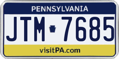 PA license plate JTM7685