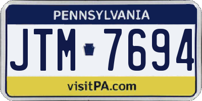 PA license plate JTM7694
