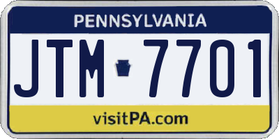 PA license plate JTM7701