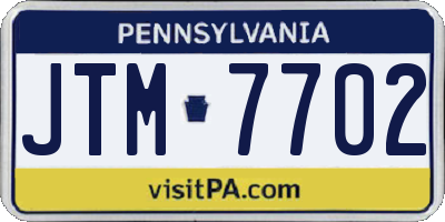PA license plate JTM7702