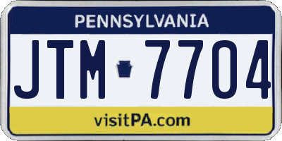 PA license plate JTM7704
