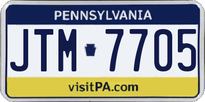PA license plate JTM7705