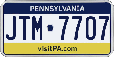 PA license plate JTM7707