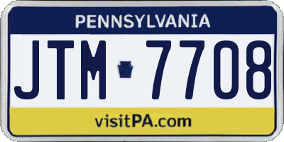 PA license plate JTM7708