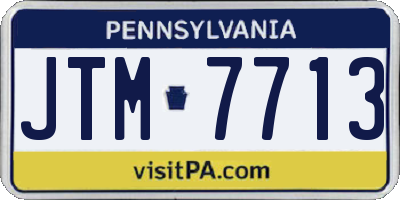 PA license plate JTM7713