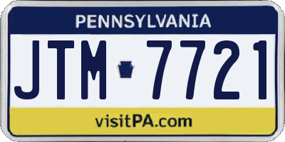 PA license plate JTM7721