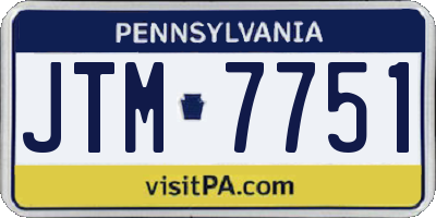 PA license plate JTM7751