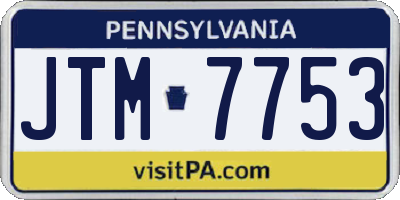 PA license plate JTM7753
