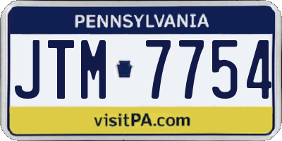 PA license plate JTM7754