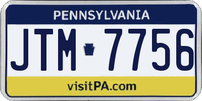 PA license plate JTM7756