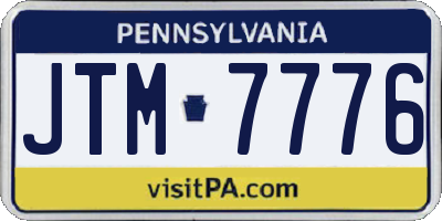 PA license plate JTM7776