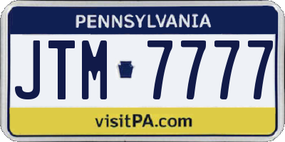 PA license plate JTM7777