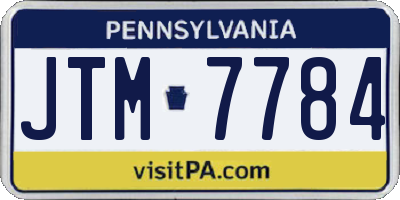 PA license plate JTM7784