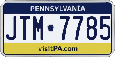 PA license plate JTM7785