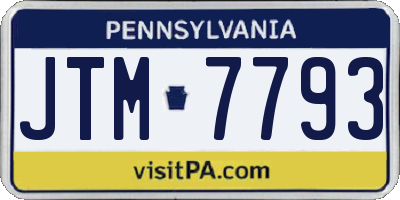 PA license plate JTM7793