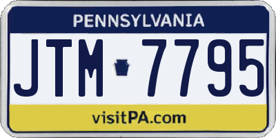 PA license plate JTM7795