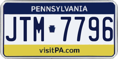 PA license plate JTM7796