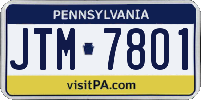 PA license plate JTM7801
