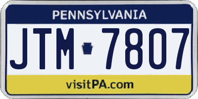 PA license plate JTM7807
