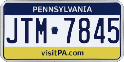 PA license plate JTM7845