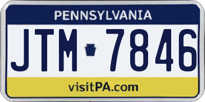 PA license plate JTM7846