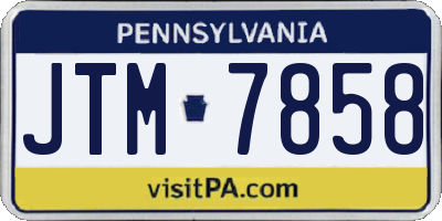 PA license plate JTM7858