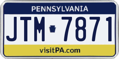 PA license plate JTM7871