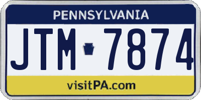 PA license plate JTM7874