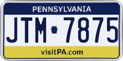 PA license plate JTM7875
