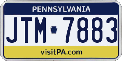 PA license plate JTM7883