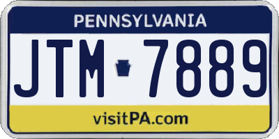 PA license plate JTM7889