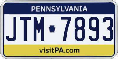 PA license plate JTM7893