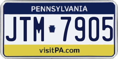 PA license plate JTM7905