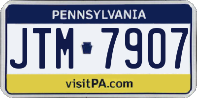 PA license plate JTM7907