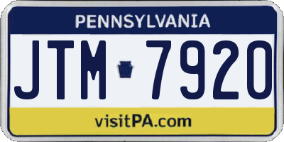 PA license plate JTM7920