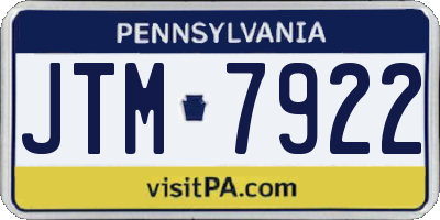 PA license plate JTM7922