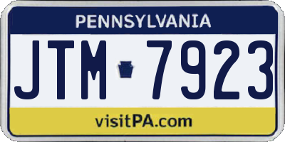 PA license plate JTM7923