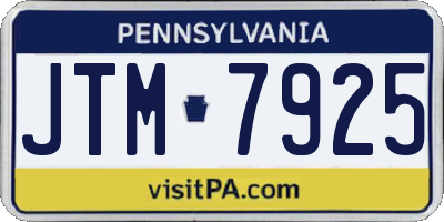 PA license plate JTM7925