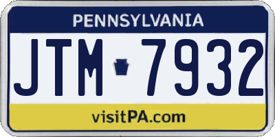 PA license plate JTM7932