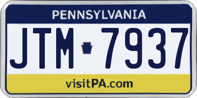 PA license plate JTM7937